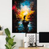 Fahrt ins Licht - Abstrakter Fluss Expressionist Poster (Heimbüro)