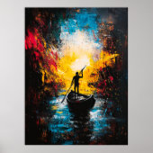 Fahrt ins Licht - Abstrakter Fluss Expressionist Poster (Vorne)