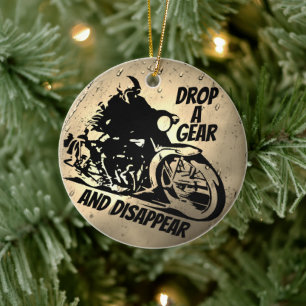 Fahrt ins neue Jahr: 'Drop a Gear und Verschwinden Keramik Ornament