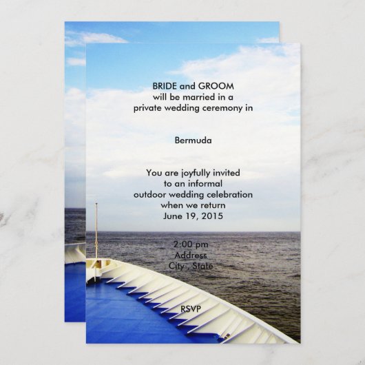 Fahrt Liebe l Kreuzfahrtschiff/Hochzeit in Urlaubs Einladung (Vorne/Hinten)