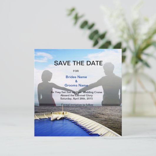 Fahrt Liebe l Kreuzfahrtschiff/Hochzeit in Urlaubs Save The Date (Stehend Vorderseite)