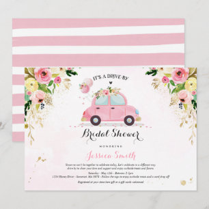 Fahrt mit Bridal Dusche Einladung Rosa Blüte