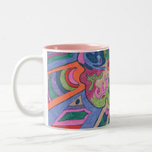 Fahrt mit dem Groovy Rainbow, abstrakt Zweifarbige Tasse