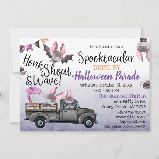 Fahrt mit dem Halloween-Party Einladung (Vorderseite)