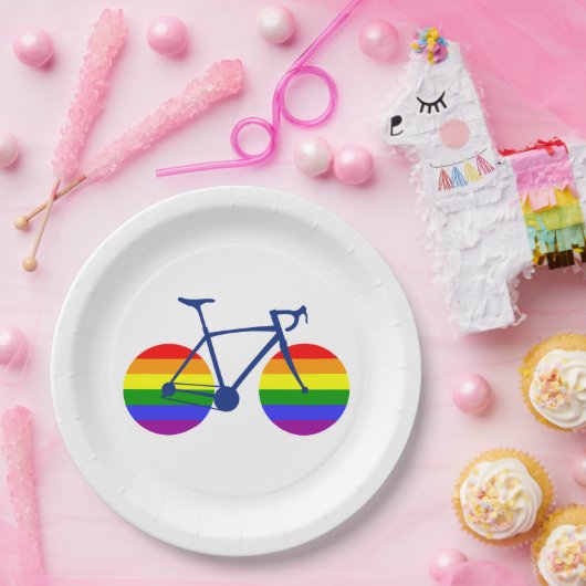 Fahrt mit dem Pride Bike Pappteller (Party)