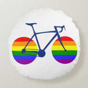 Fahrt mit dem Pride Bike Rundes Kissen