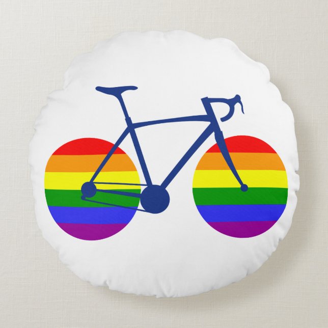 Fahrt mit dem Pride Bike Rundes Kissen (Vorderseite)