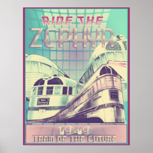 Fahrt mit dem Zephyr 1949 Zug des zukünftigen Post Poster