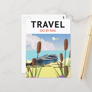 Fahrt mit der Bahn Postkarte