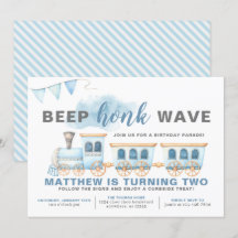 Fahrt mit der Bahn zum Geburtstag Einladungs-Junge