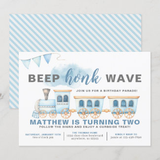 Fahrt mit der Bahn zum Geburtstag Einladungs-Junge Einladung