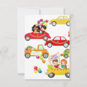 Fahrt mit der Einladungskarte zum Geburtstag (Rückseite)