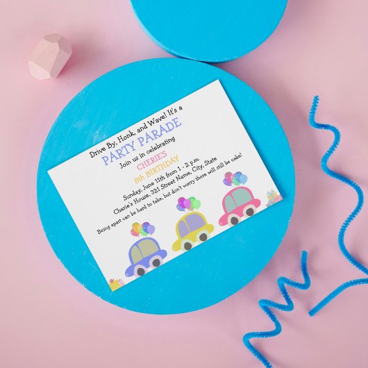Fahrt mit der Geburtstagsparade Einladung