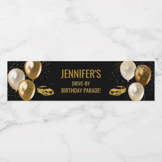 Fahrt mit der Geburtstagsparade Wasserflaschenetikett (Einzelnes Label)