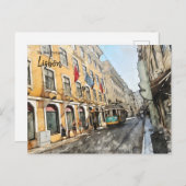 Fahrt mit der Straßenbahn in Lissabon Portugal Pos Postkarte (Vorne/Hinten)