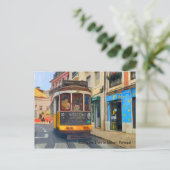 Fahrt mit der Straßenbahn in Lissabon Portugal Postkarte (Stehend Vorderseite)