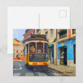 Fahrt mit der Straßenbahn in Lissabon Portugal Postkarte (Vorne/Hinten)