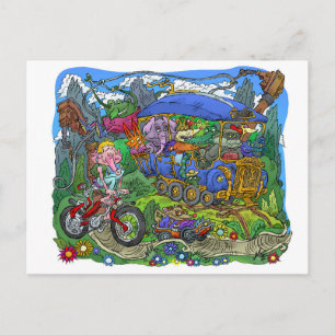 Fahrt mit der Straßenbahn. Postkarte