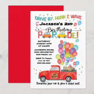 Fahrt mit der Truck BIrthday Parade Einladung