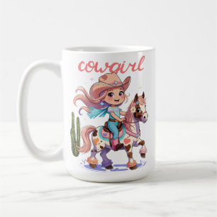 Fahrt mit Freude - Niedliches Cowgirl auf ihrem Ge Kaffeetasse
