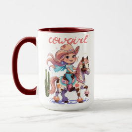 Fahrt mit Freude - Niedliches Cowgirl auf ihrem Ge Tasse