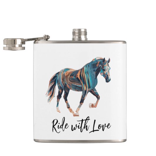 Fahrt mit Liebe Vinyl Wrapped Flask Flachmann (Geöffnet)