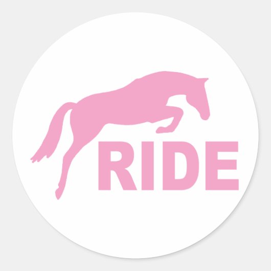 FAHRT mit Sprungpferd (pink) Runder Aufkleber (Vorderseite)