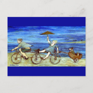 Fahrt mit Tandem Fahrrad Postkarte