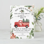 Fahrt mit Weihnachtswagen Einladung zum Geburtstag (Stehend Vorderseite)