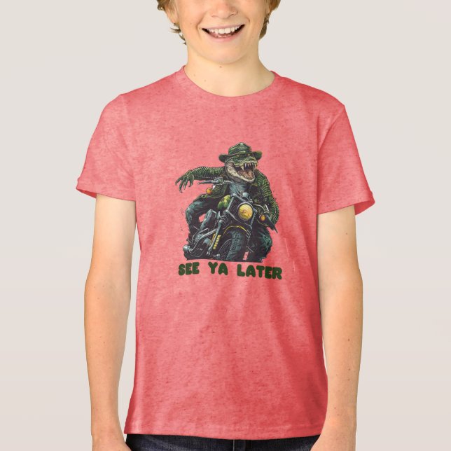 Fahrt oder Biss: Cooler Gator Biker Wild im Herzen Tri-Blend Shirt (Vorderseite)
