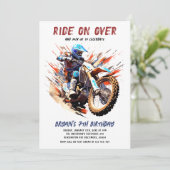 Fahrt über Boy Motocross Racing 7. Geburtstag Einladung (Stehend Vorderseite)