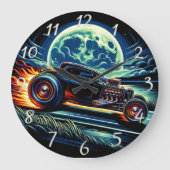 Fahrt unter dem Mondschein in einem klassischen fr Große Wanduhr (Vorderseite)