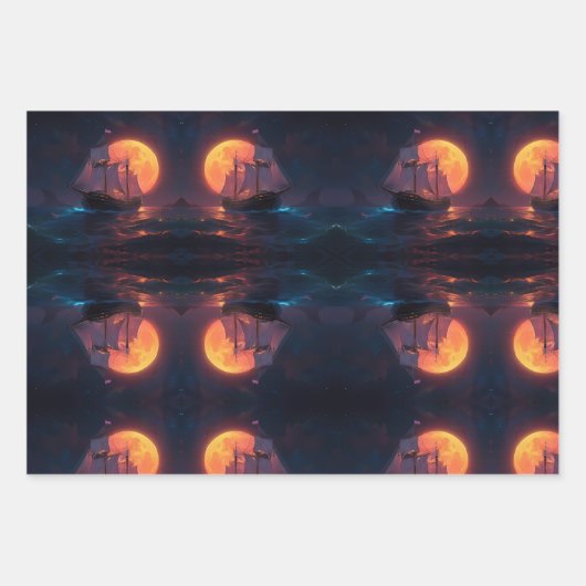 Fahrt unter einem strahlenden Mondlicht Geschenkpapier Set (Vorderseite 2)