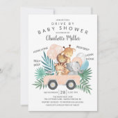 Fahrt von Jungle Animals Girls Babydusche Einladung (Vorderseite)