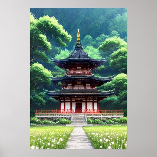 Fahrt zum japanischen Holztempel Poster (Vorne)