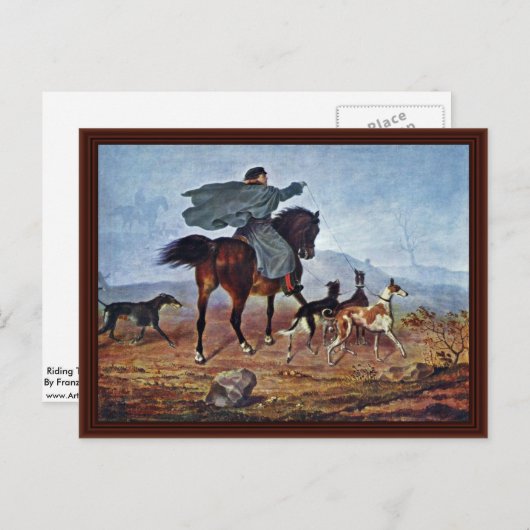 Fahrt zur Jagd durch Franz Krüger Postkarte (Vorne/Hinten)