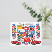 Fahrtest bestanden, Glückwunsch! Postkarte (Stehend Vorderseite)