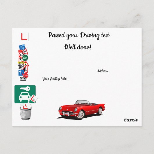 Fahrtest bestanden, Glückwunsch! Postkarte (Rückseite)