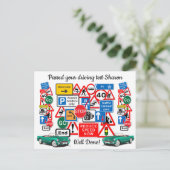 Fahrtest bestanden ~ Herzlichen Glückwunsch! Postkarte (Stehend Vorderseite)