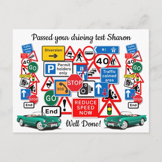 Fahrtest bestanden ~ Herzlichen Glückwunsch! Postkarte (Vorderseite)