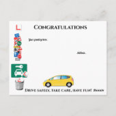 Fahrtest bestanden ~ Herzlichen Glückwunsch! Postkarte (Rückseite)