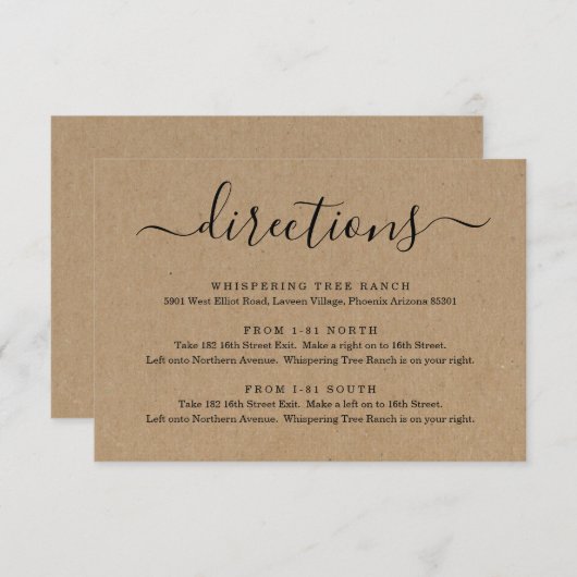 Fahrtrichteneinschlusskarte - einfaches Kraftpapie Begleitkarte (Vorne/Hinten)