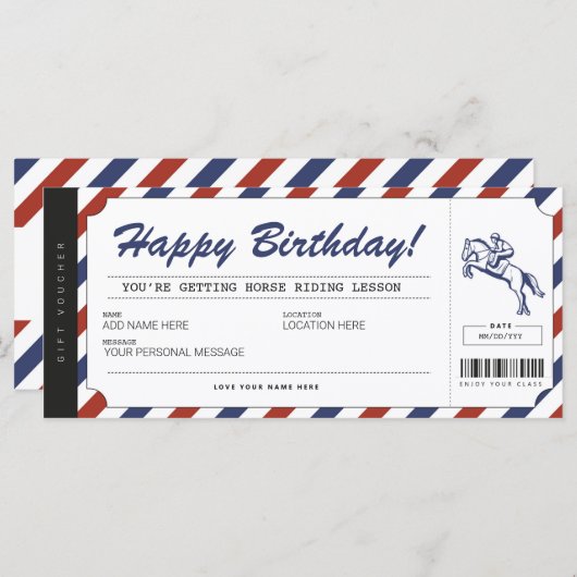 Fahrunterricht für Pferde Geschenkgutschein (Vorne/Hinten)