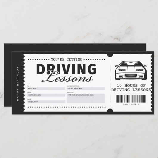 Fahrunterricht Geschenkgutschein (Vorne/Hinten)