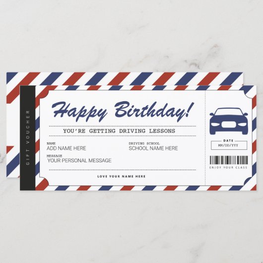 Fahrunterricht Geschenkgutschein (Vorne/Hinten)