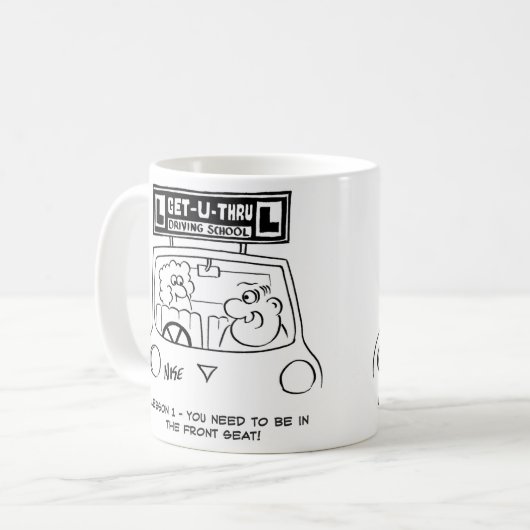 Fahrunterricht - Schüler auf dem falschen Platz Kaffeetasse (Vorderseite Links)