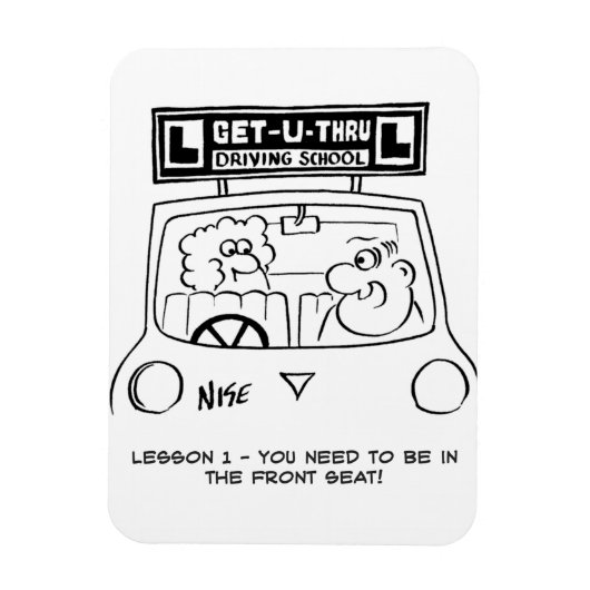 Fahrunterricht - Schüler auf dem falschen Platz Magnet (Vertikal)