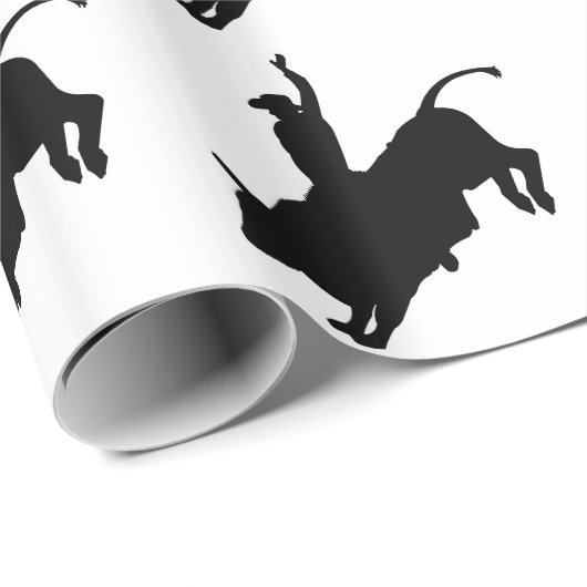 Fahrwiderlicher Stier-Reitrodeo-Cowboy oben Geschenkpapier (Rolleneckpunkt)