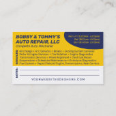 Fahrzeug-Reparaturmechanismus 2 Seite Visitenkarte (Rückseite)