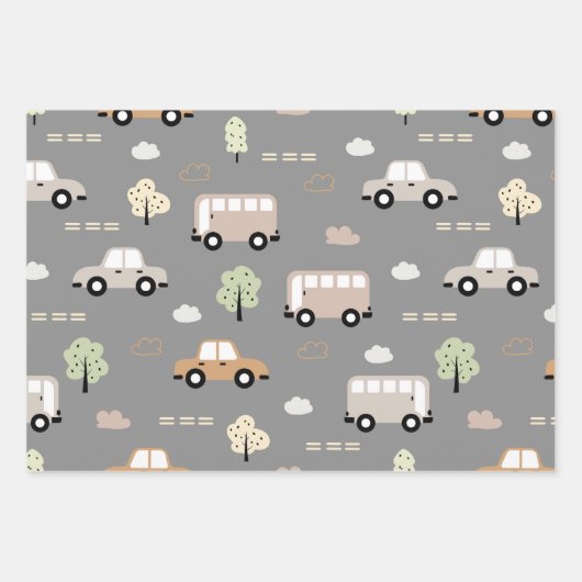 Fahrzeug- und Busmuster Geschenkpapier Set (Vorderseite 3)